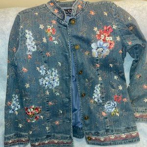 Denim & Co. Embroidered Jacket - Size Small